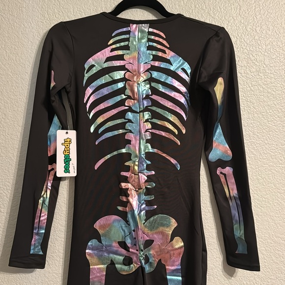 NWT IRIDESCENT SKELETON BODYSUIT HALLOWEEN COSTUME - Picture 6 of 7